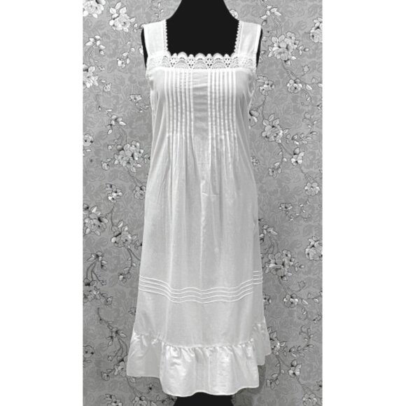 SoieRose Victorian 100% Cotton Sleeveless Nightgown with Lace Bodice – SR-1228 - Picture 2 of 8